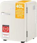 Retro Mini-Kühlschrank 40L lautlos im Vintage-Design - Ideal für Büro, Schlafzimmer & Camping - Creme