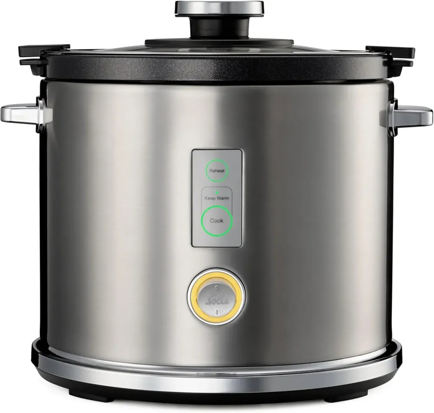 Solis Multifunktionaler Reiskocher mit Dampfgarer, PFAS-freie Antihaftbeschichtung, 6 Tassen Kapazität, Warmhalte- und Aufwärmfunktion, Edelstahl, 650W, inklusive Zubehör