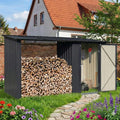 Albatros Premium Gerätehaus M – Metall Gerätehaus mit Holzunterstand, anthrazit, 266x127x161 cm, wetterfest